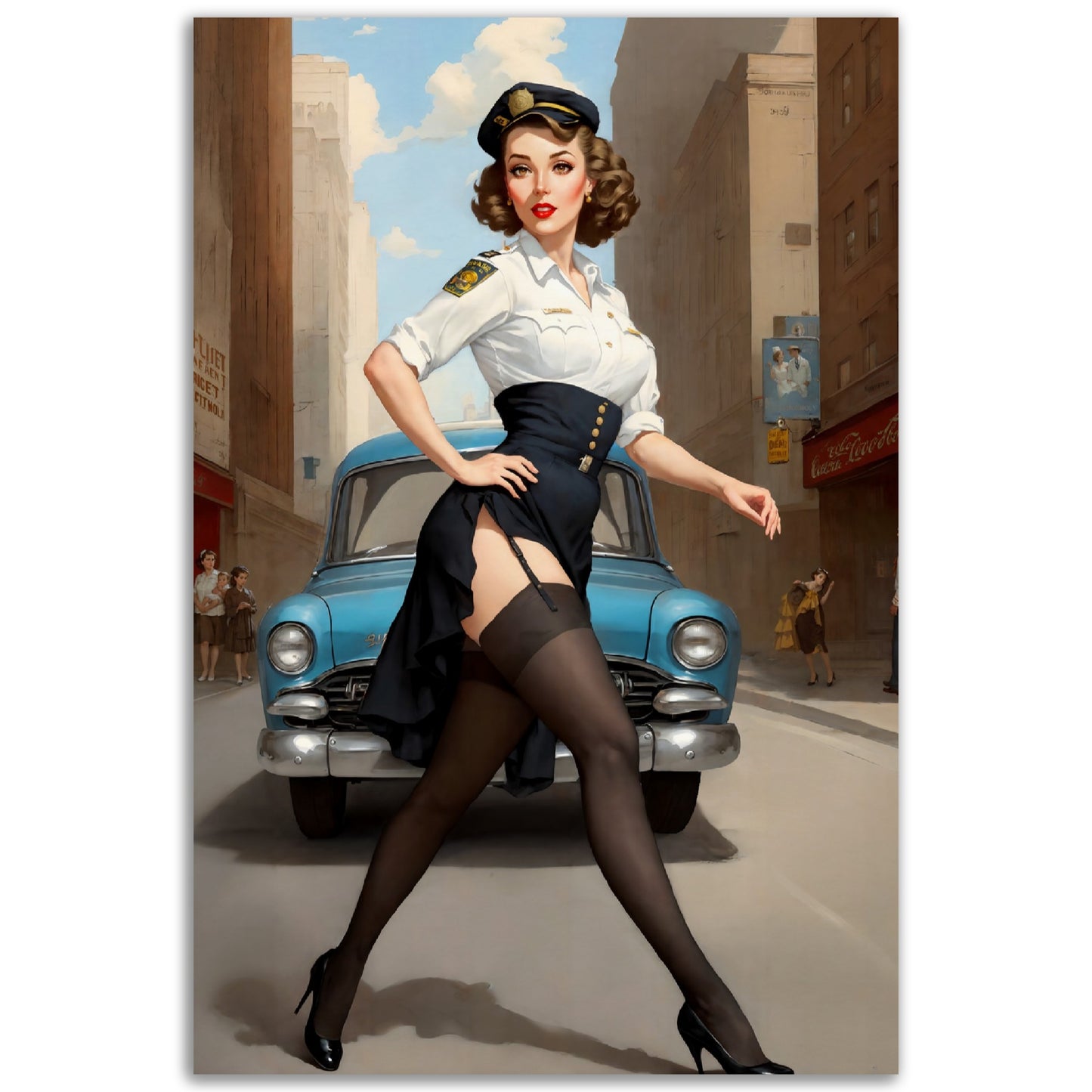 Daily Pinup #04 - The Traffic Stop Retro Pinup Wall Art
