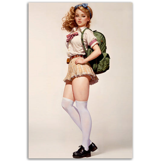 Daily Pinup #15 - School Girl Coed Pinup Wall Art