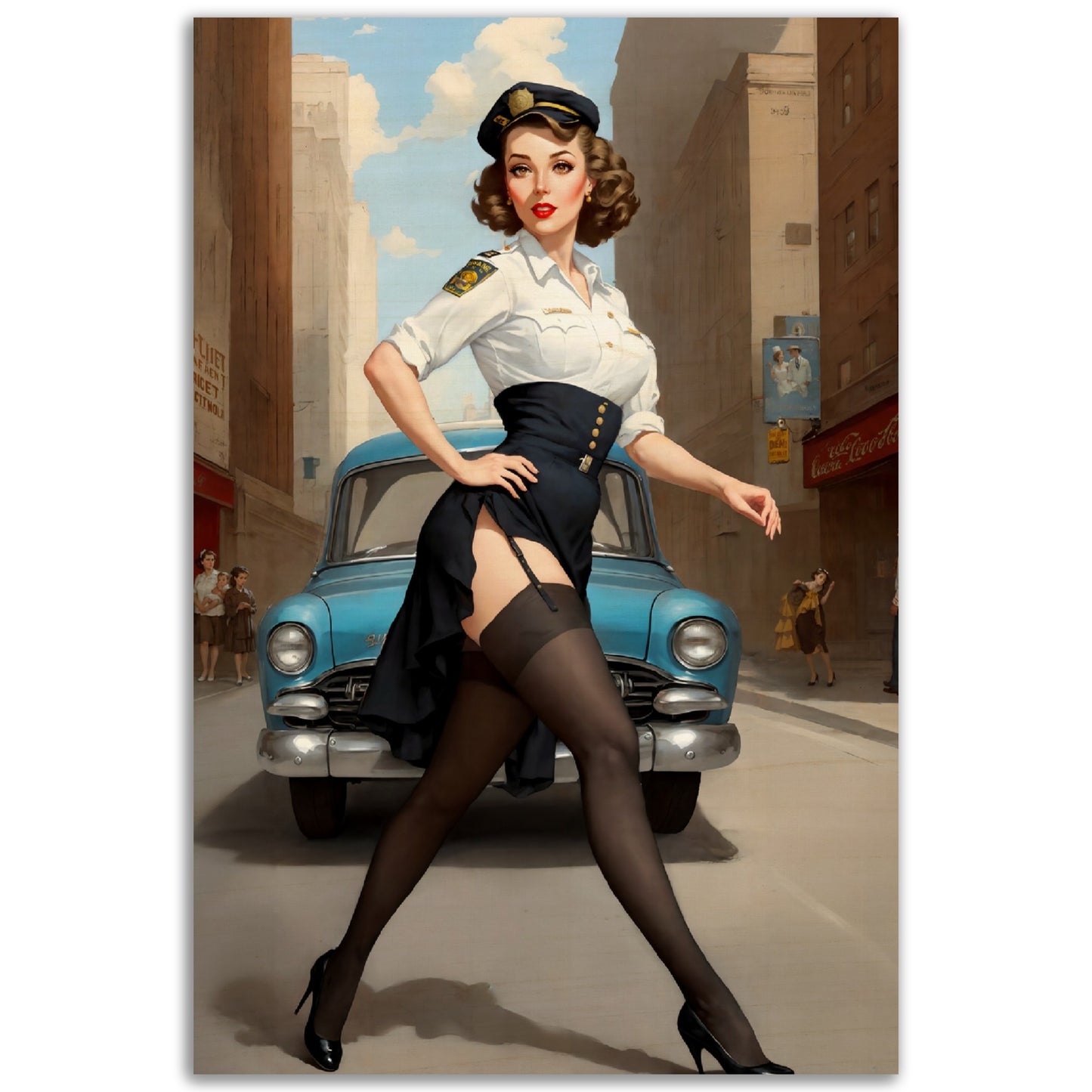 Daily Pinup #04 - The Traffic Stop Retro Pinup Wall Art